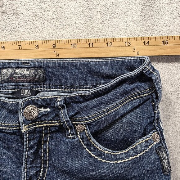 Silver Jeans Suki Capri Jeans Womens 28 Blue Curvy Mid Rise Contrast Stitching - Picture 7 of 10